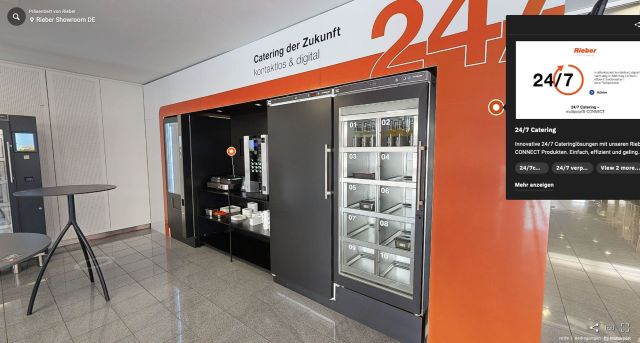 Praxisnahe Einblicke in das Rieber-Portfolio, beispielsweise moderne Automaten-Verpflegungsstationen, erhalten Kunden des Großküchentechnik-Herstellers im neuen 360-Grad-Showroom. Foto: Rieber